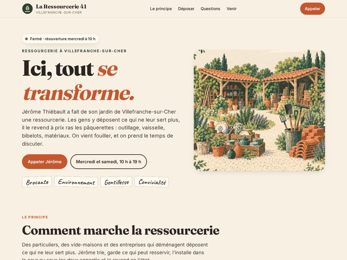 Landing-page snapshot of ressourcerie-41.com