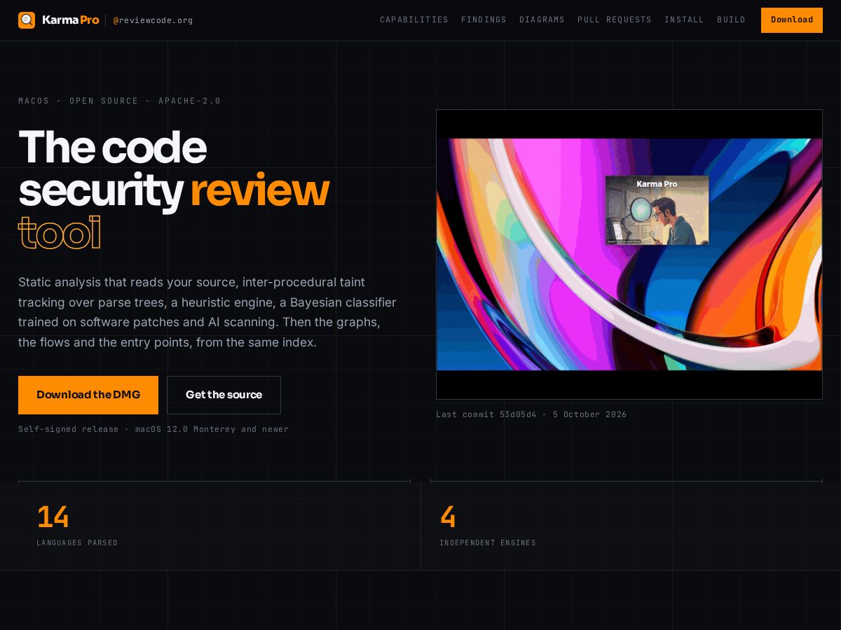 Landing-page snapshot of reviewcode.org