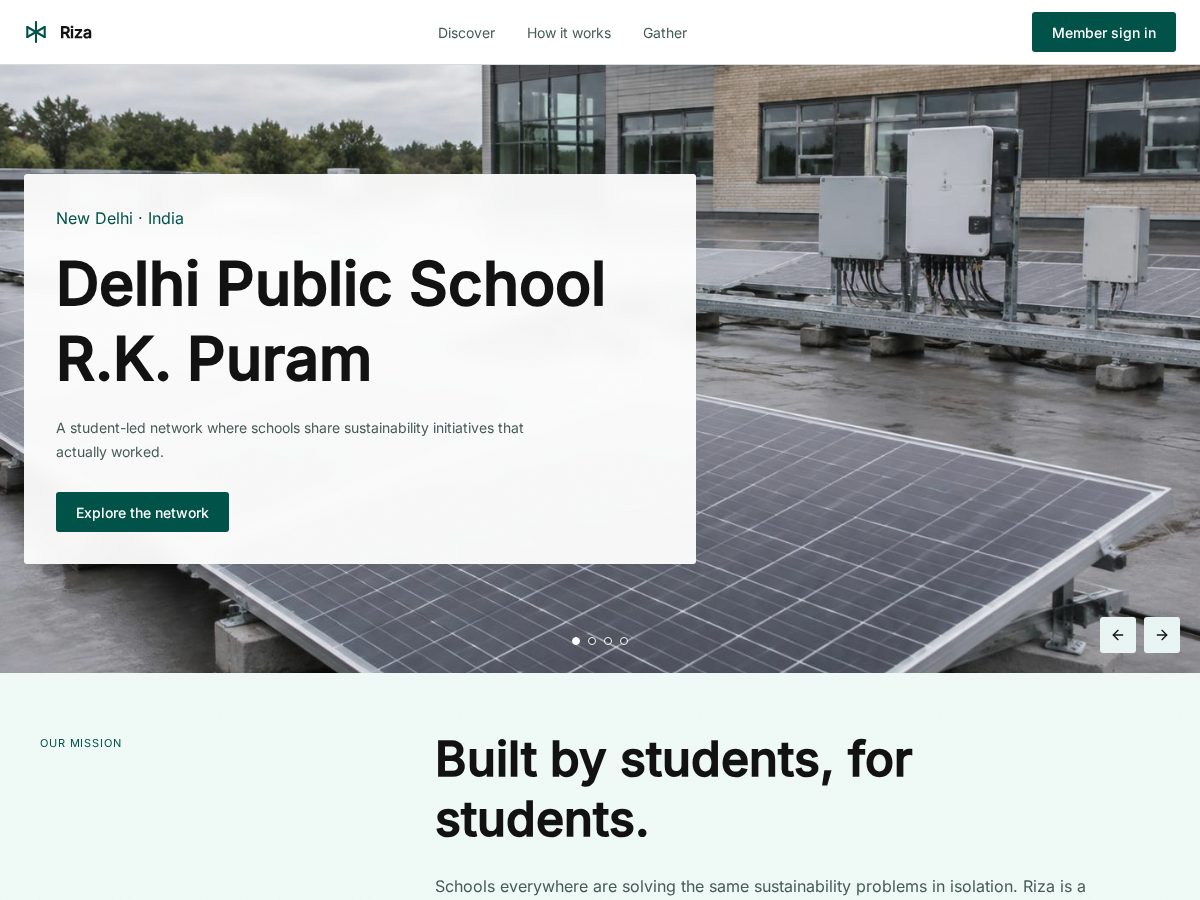 Landing-page snapshot of rizaschools.com