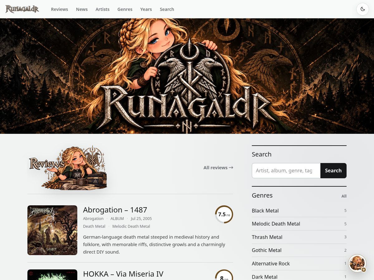 Landing-page snapshot of runagaldr.com