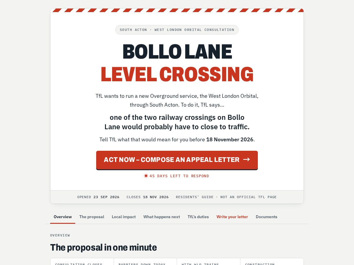 Landing-page snapshot of savebollolanecrossing.org