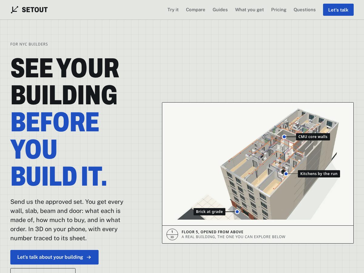 Landing-page snapshot of setout.nyc