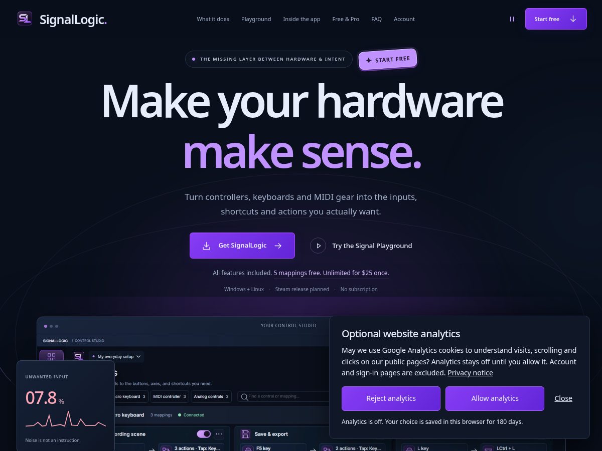 Landing-page snapshot of signallogic.net