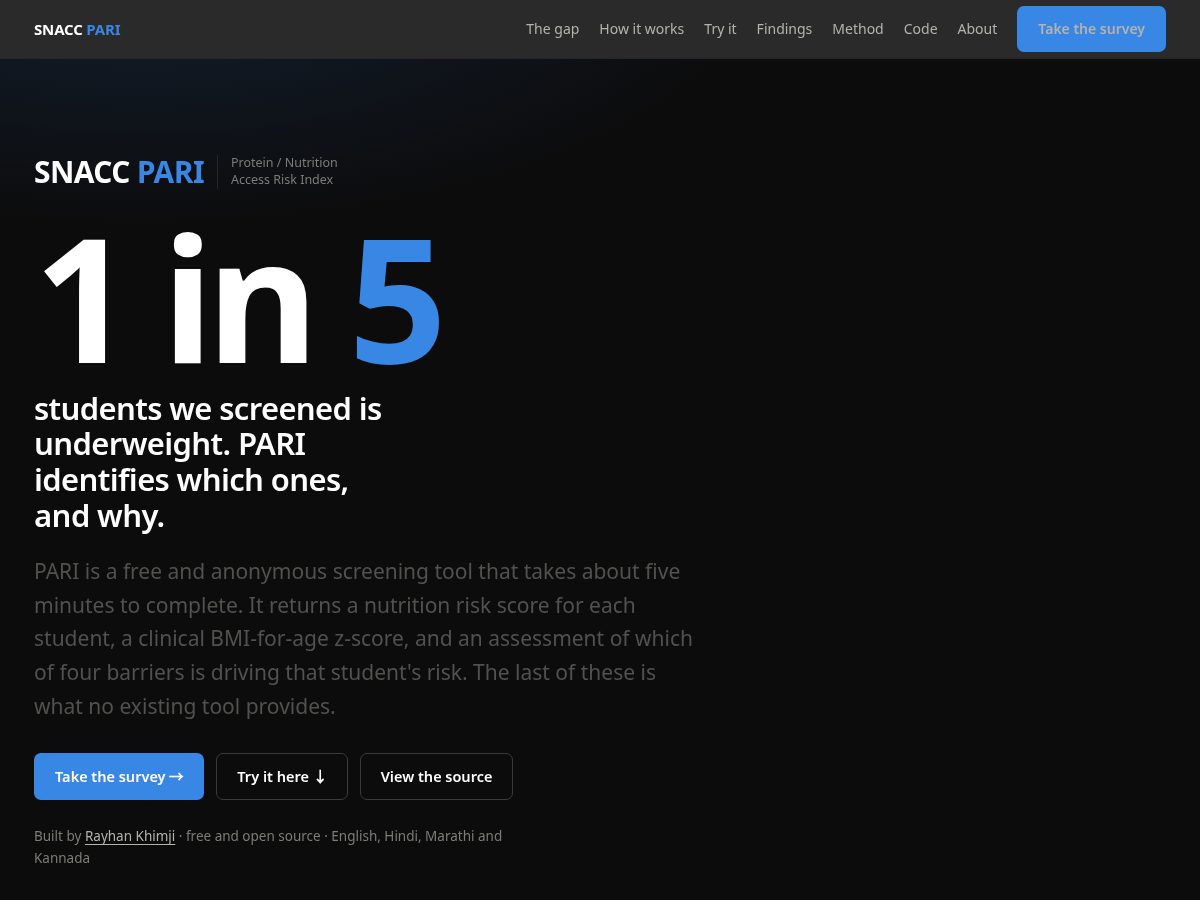 Landing-page snapshot of snaccpari.com