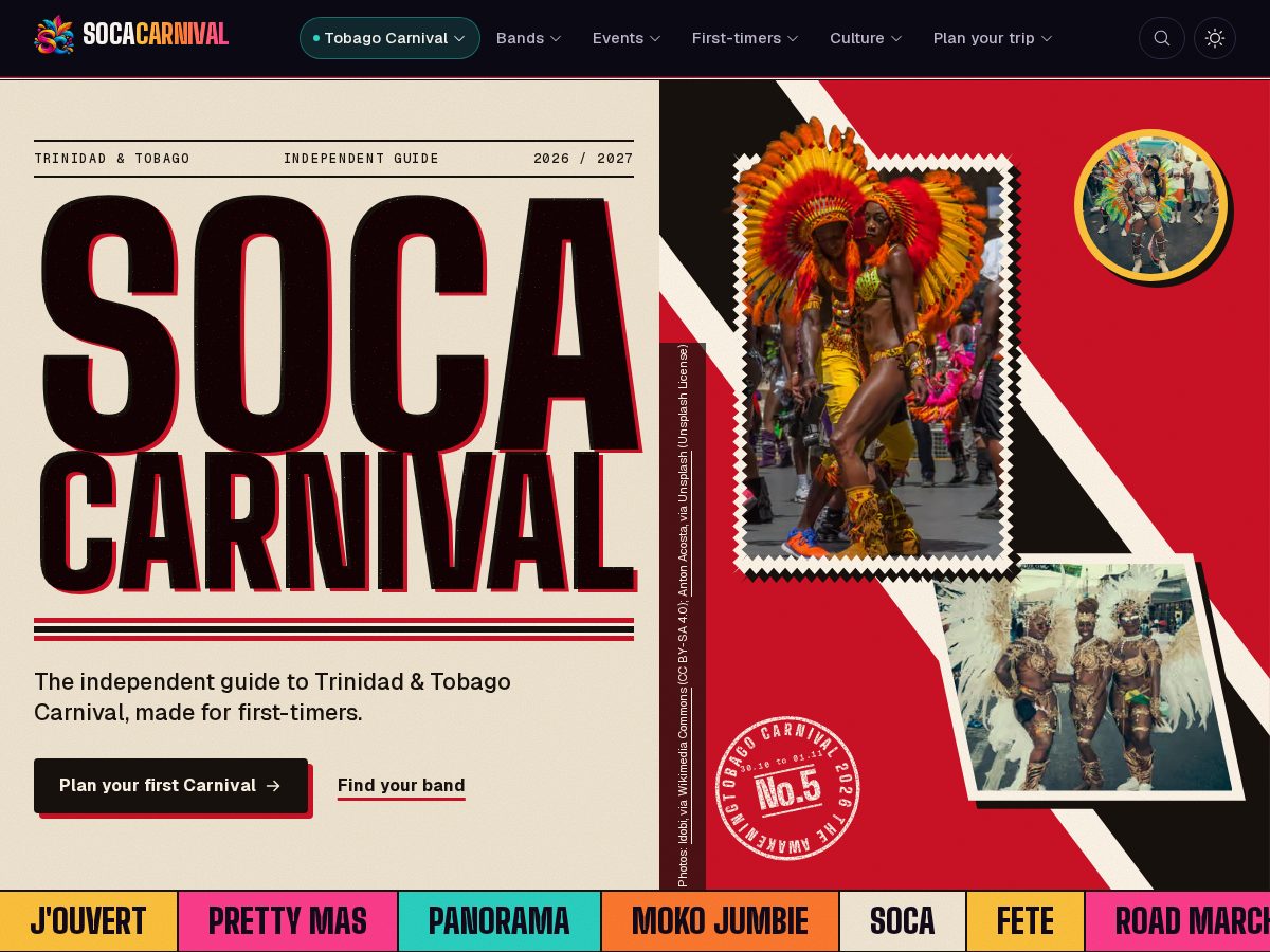 Landing-page snapshot of socacarnival.com