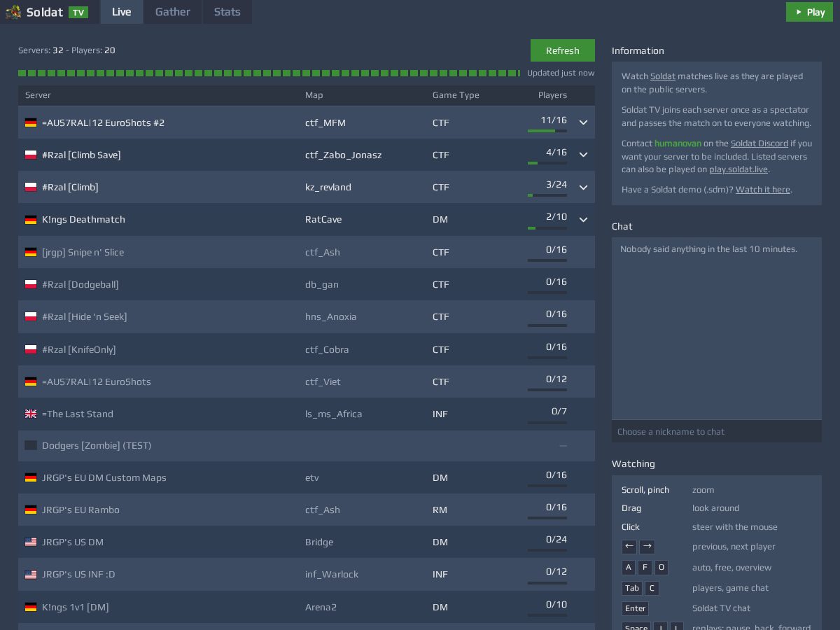 Landing-page snapshot of soldat.live