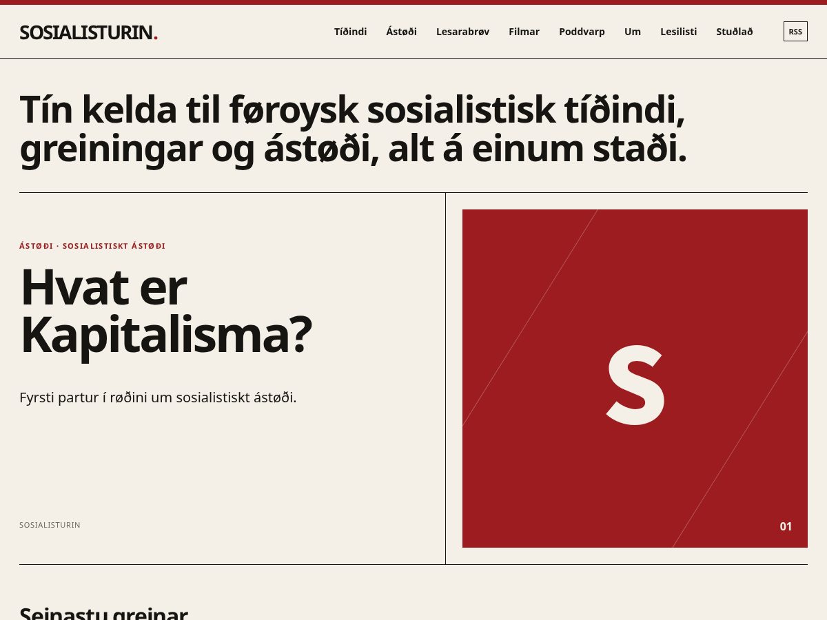Landing-page snapshot of sosialistur.info