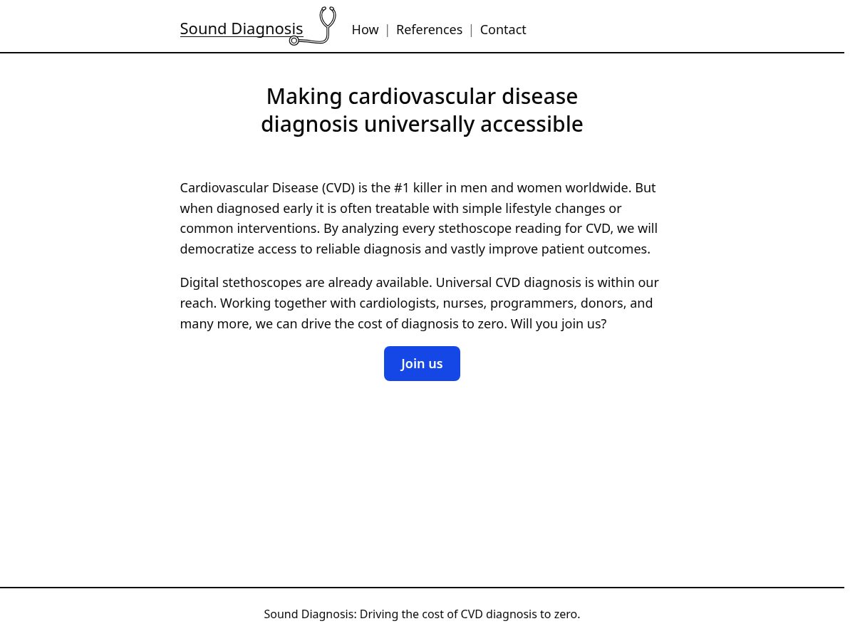 Landing-page snapshot of sounddiagnosis.org