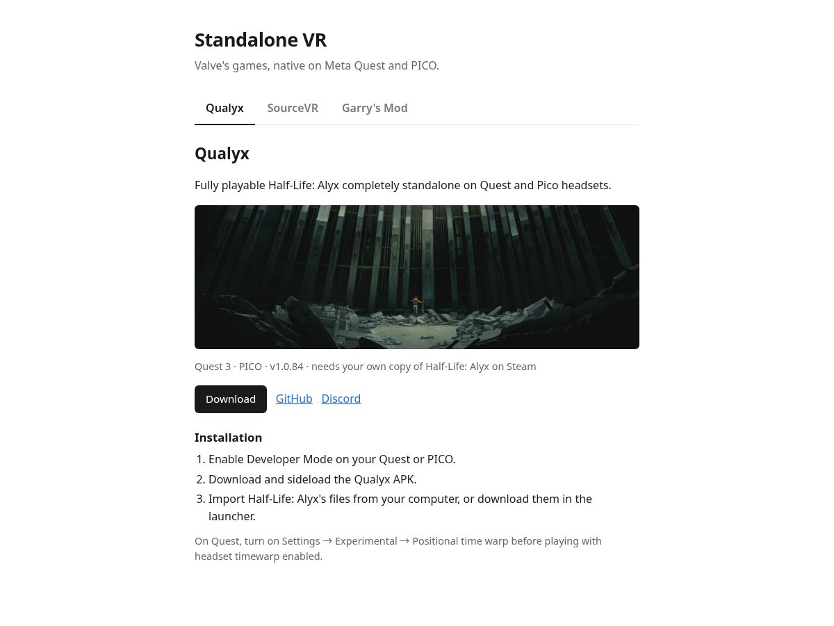 Landing-page snapshot of standalone.quest