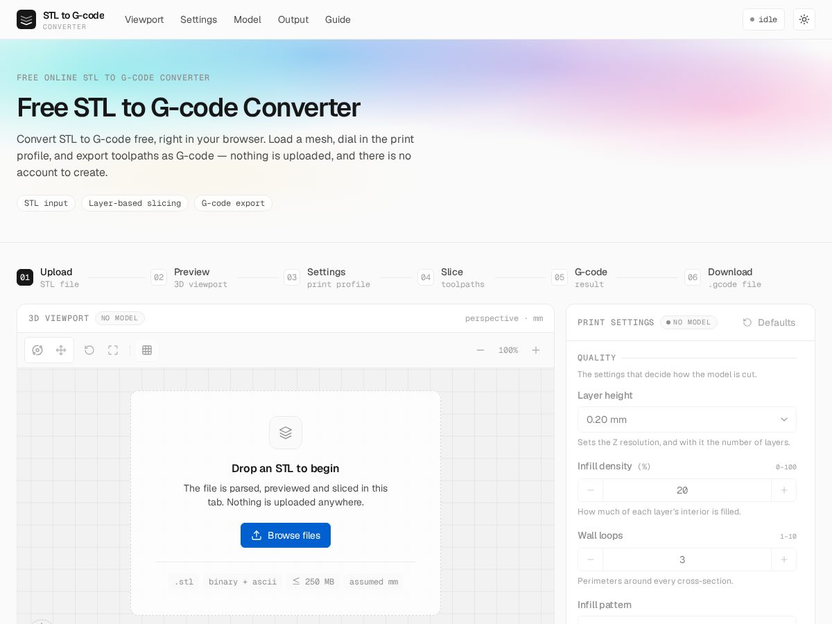 Landing-page snapshot of stltogcodeconverter.com