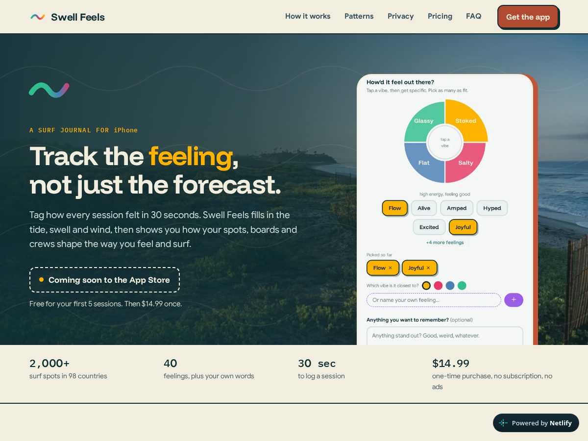 Landing-page snapshot of swellfeels.com