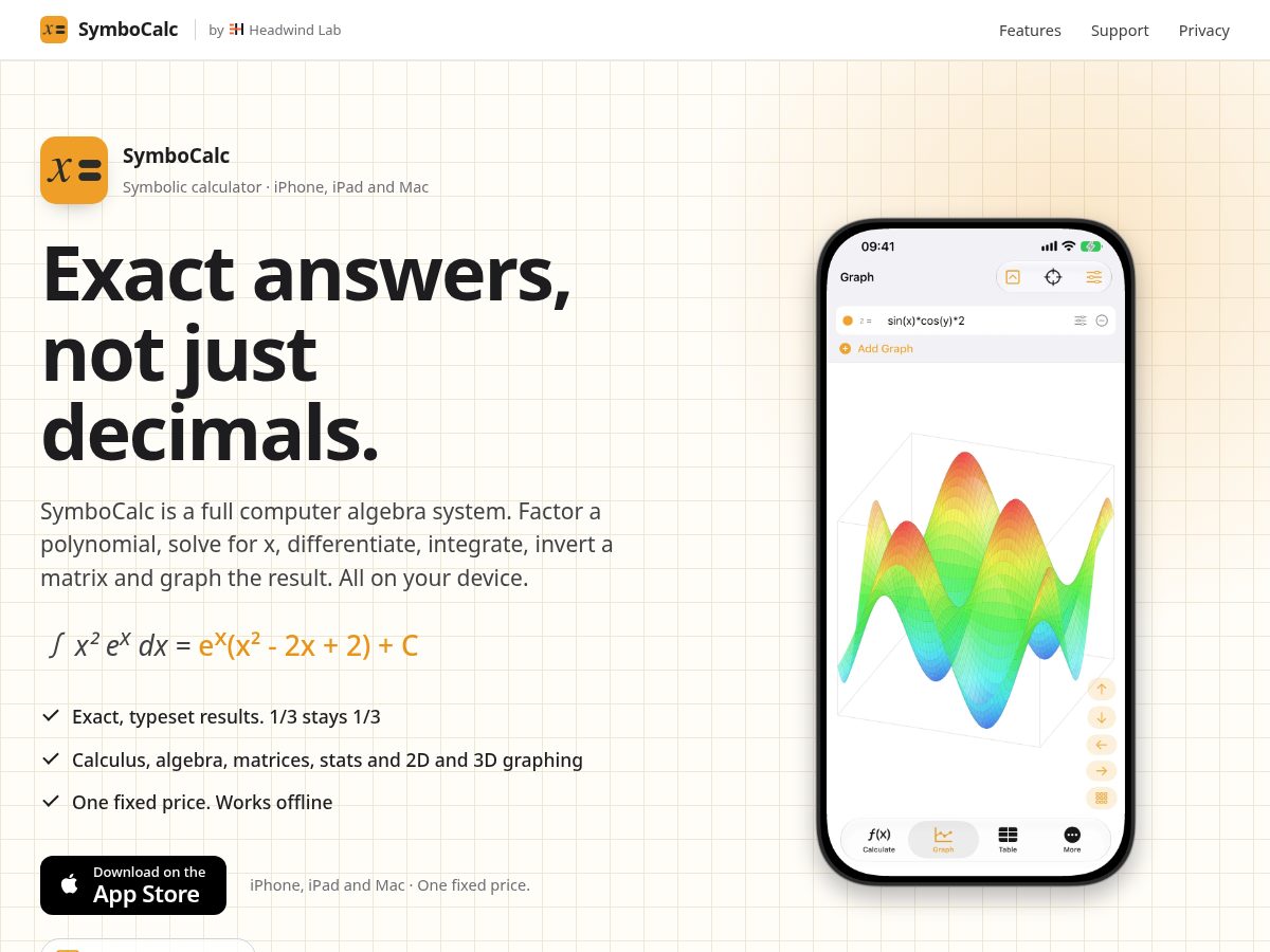 Landing-page snapshot of symbocalc.com