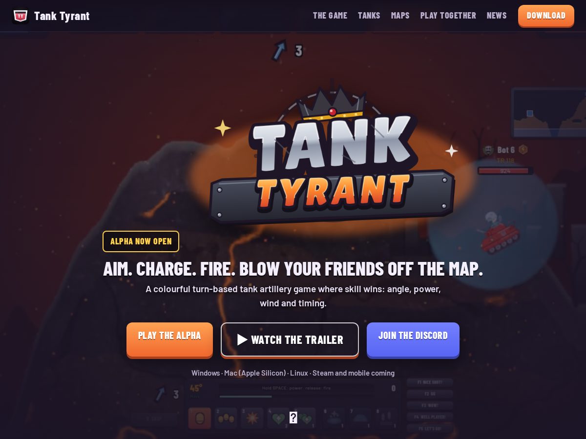 Landing-page snapshot of tanktyrant.com