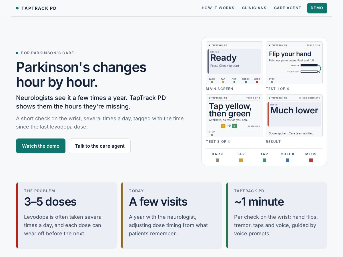Landing-page snapshot of taptrack.tech