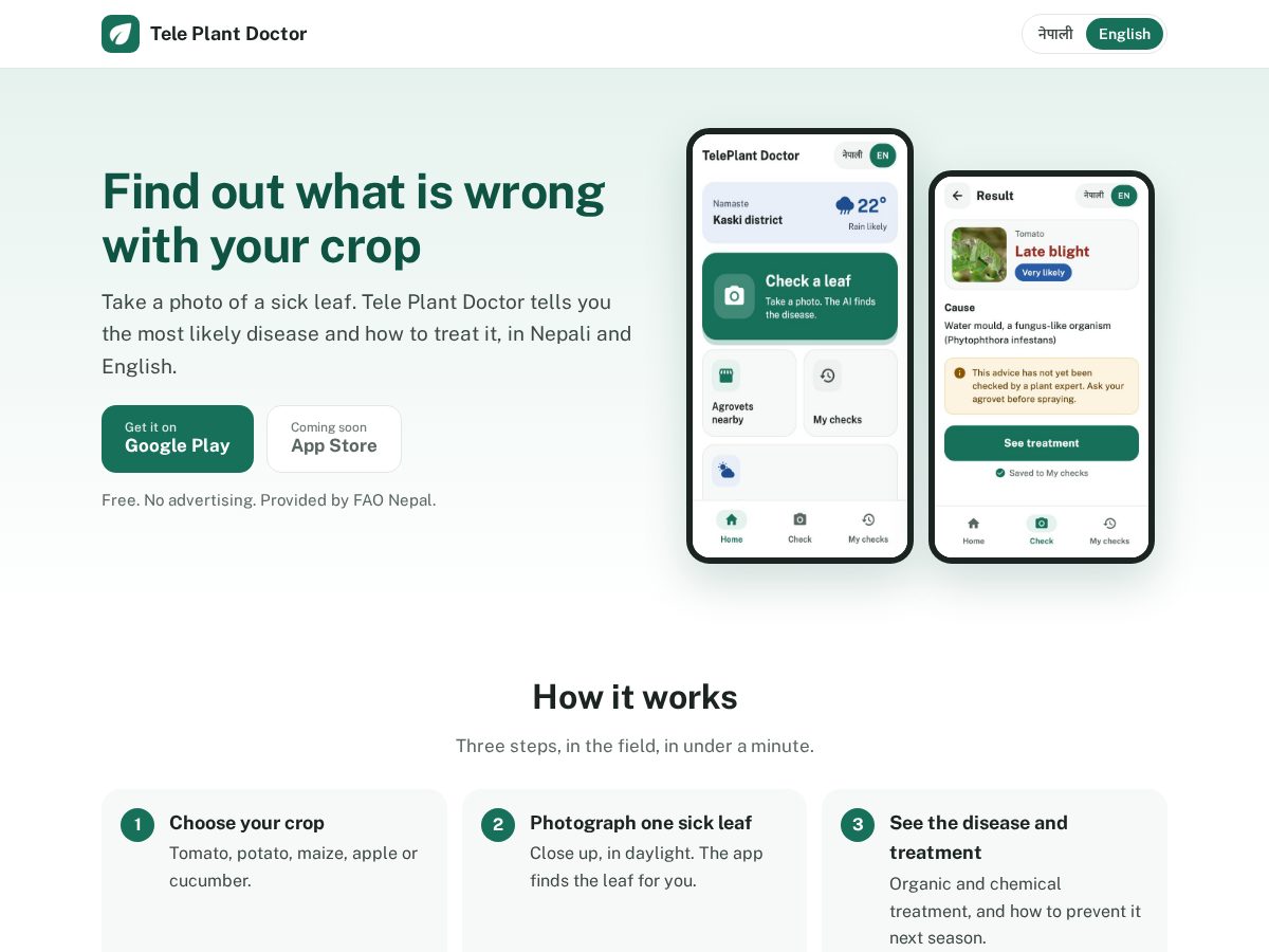 Landing-page snapshot of teleplantdoctor.com