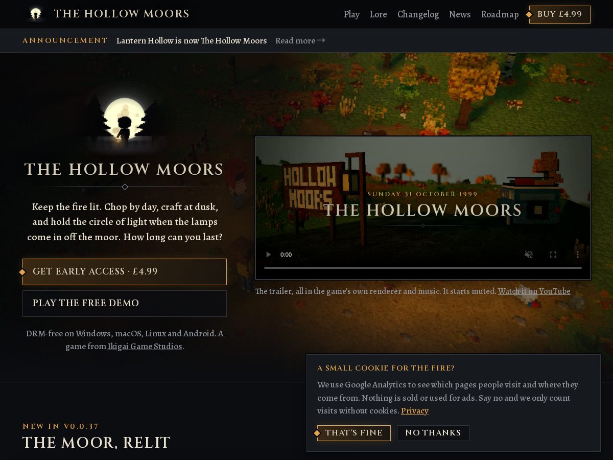 Landing-page snapshot of thehollowmoors.com