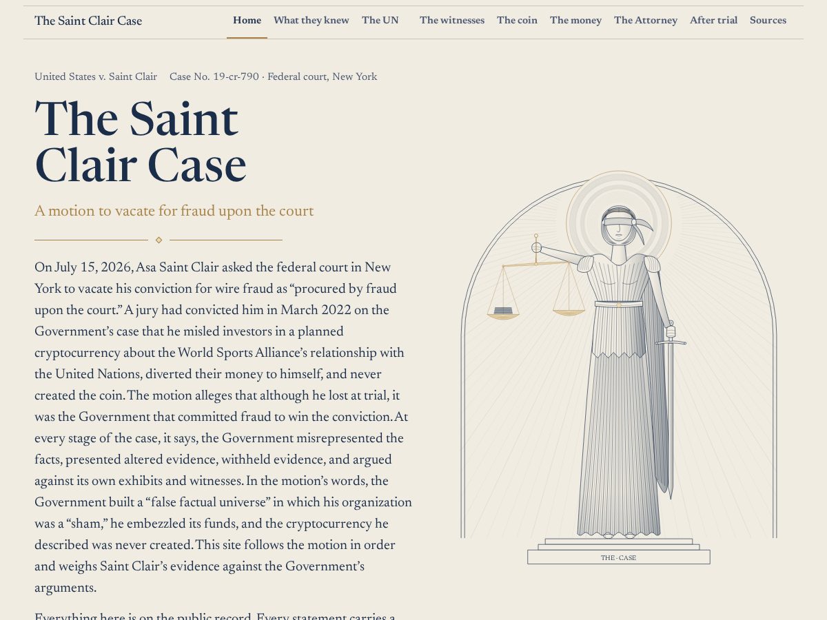 Landing-page snapshot of thesaintclaircase.com