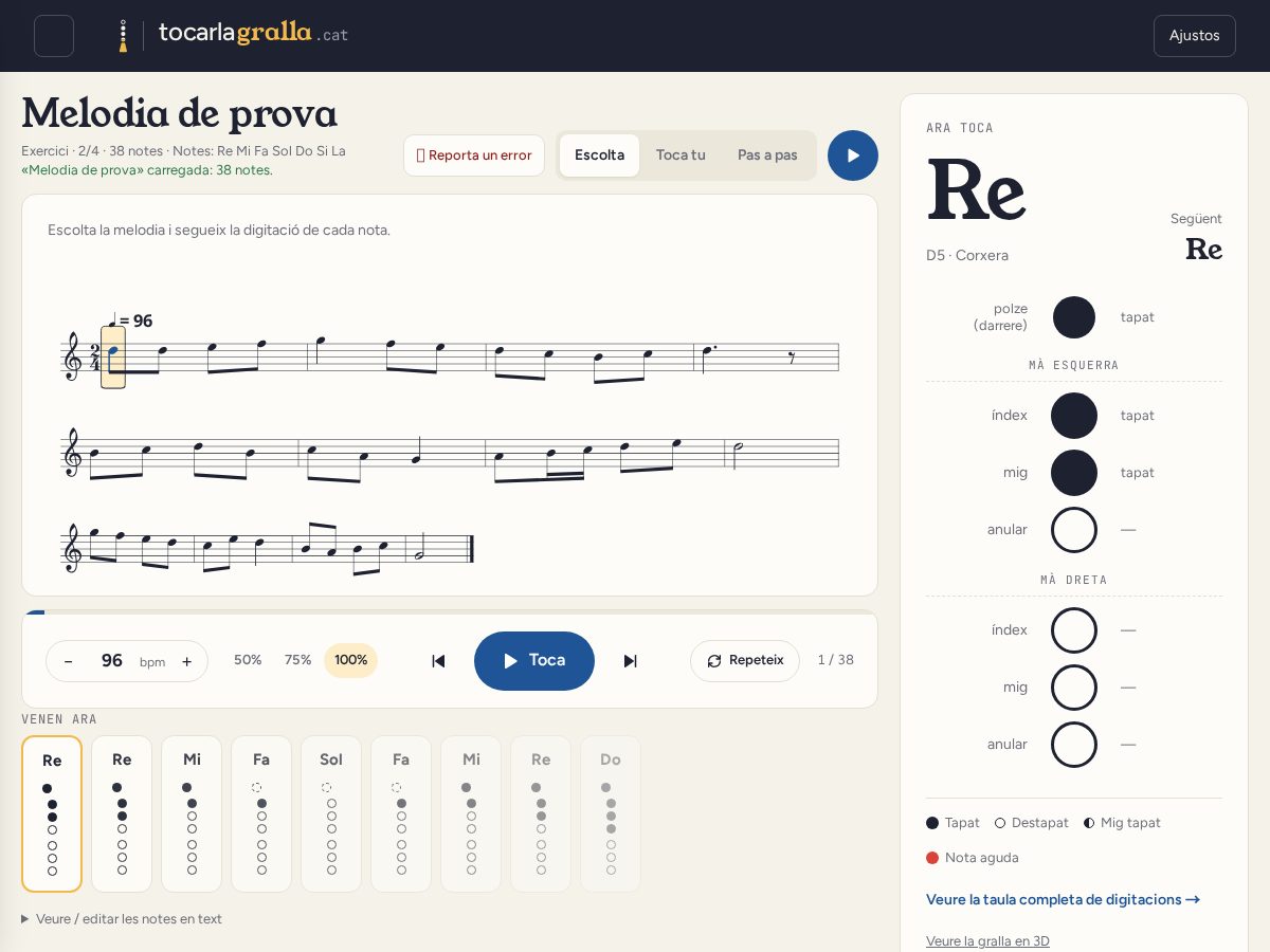 Landing-page snapshot of tocarlagralla.cat