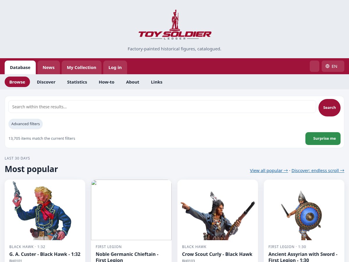 Landing-page snapshot of toysoldierledger.com