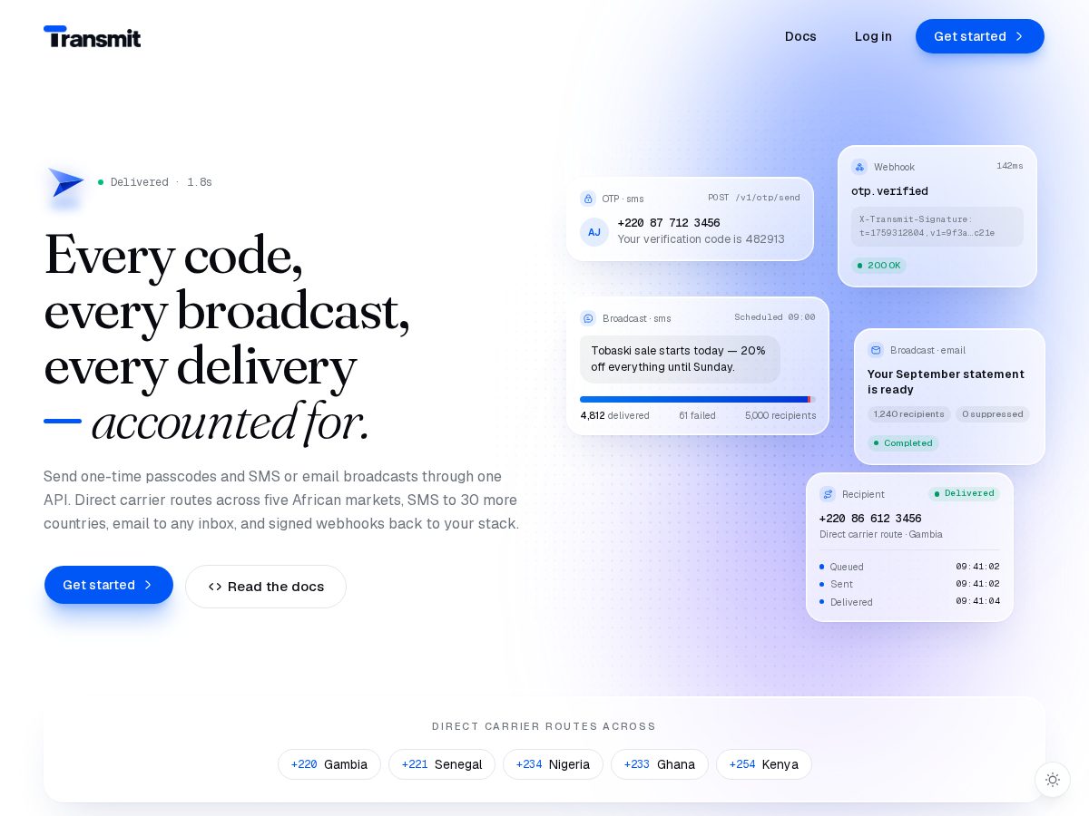 Landing-page snapshot of transmitinfra.com
