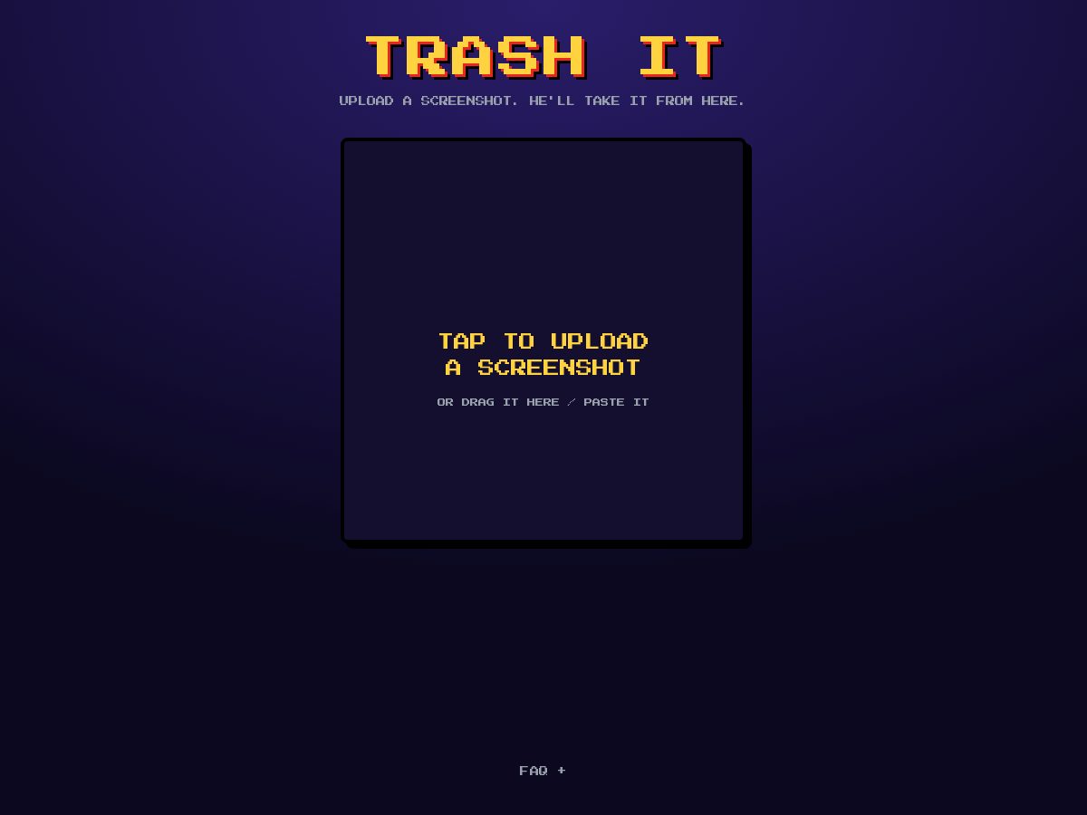 Landing-page snapshot of trashit.xyz