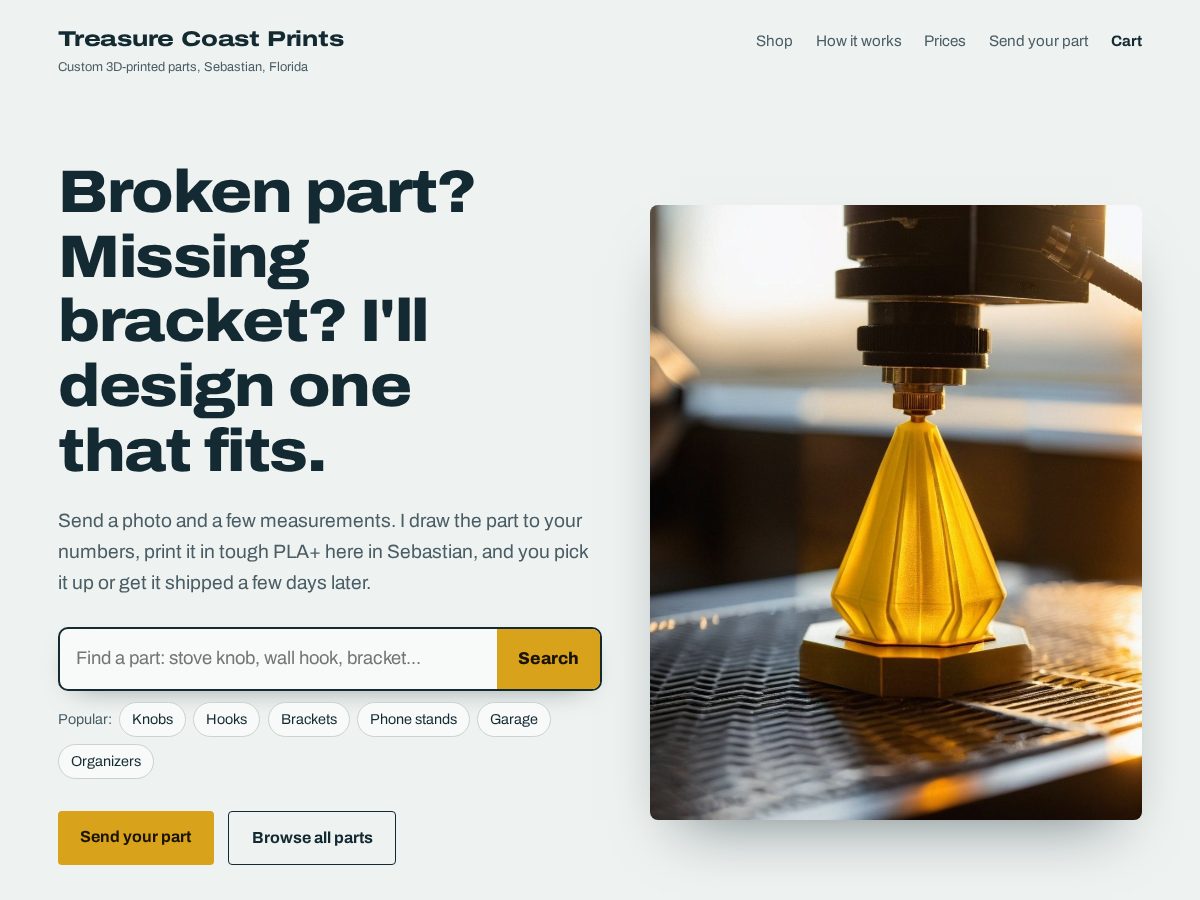 Landing-page snapshot of treasurecoastprints.com