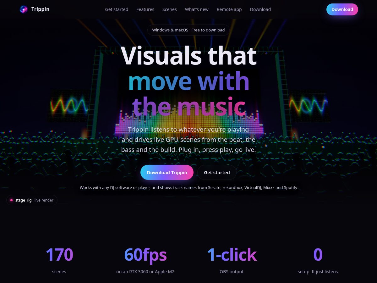 Landing-page snapshot of trippin.club
