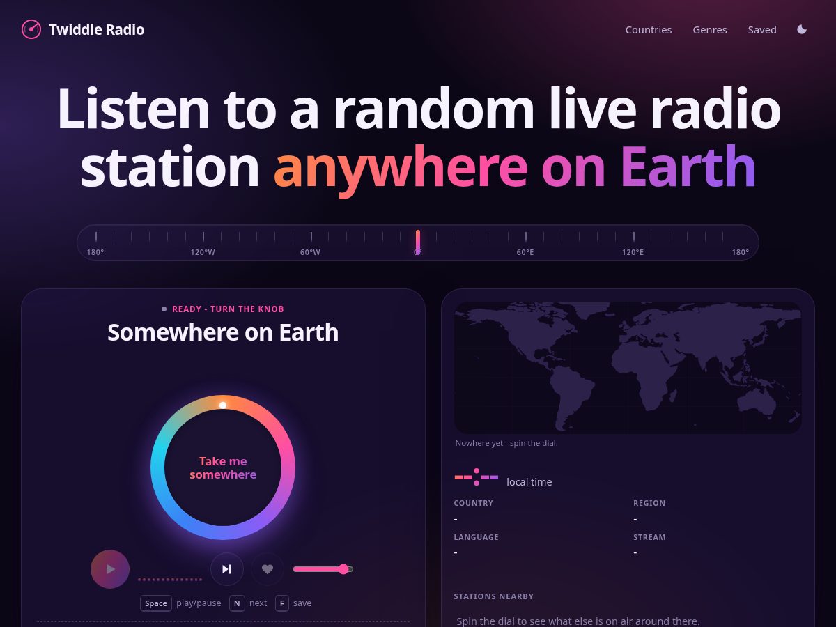 Landing-page snapshot of twiddleradio.com