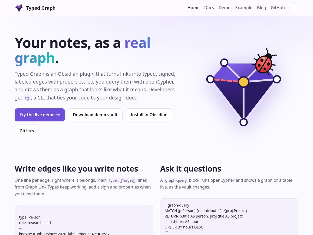 Landing-page snapshot of typedgraph.org