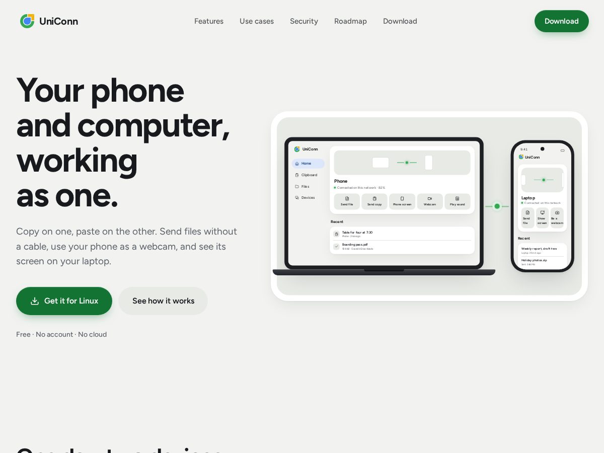 Landing-page snapshot of uniconn.live