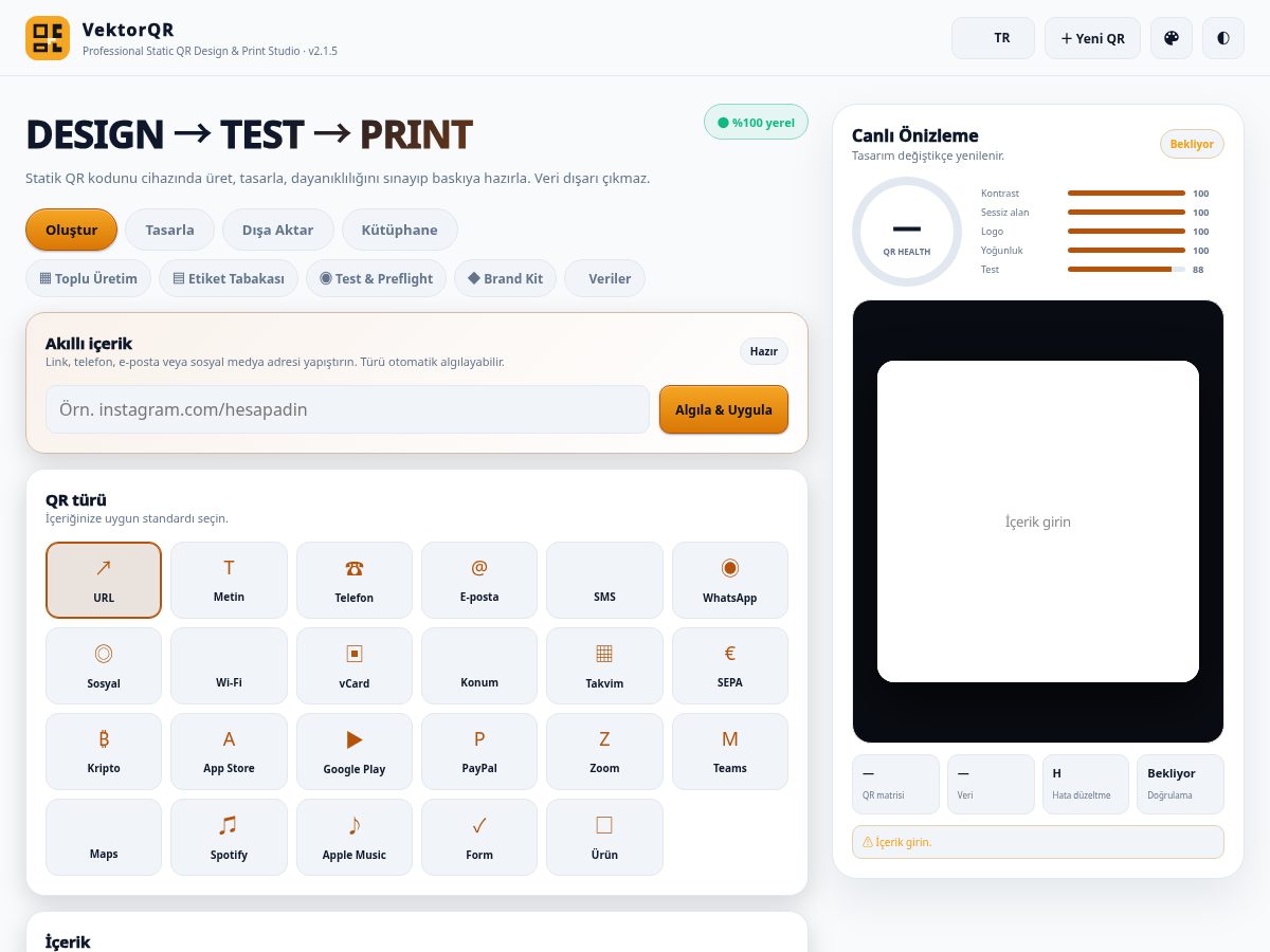 Landing-page snapshot of vektorqr.com