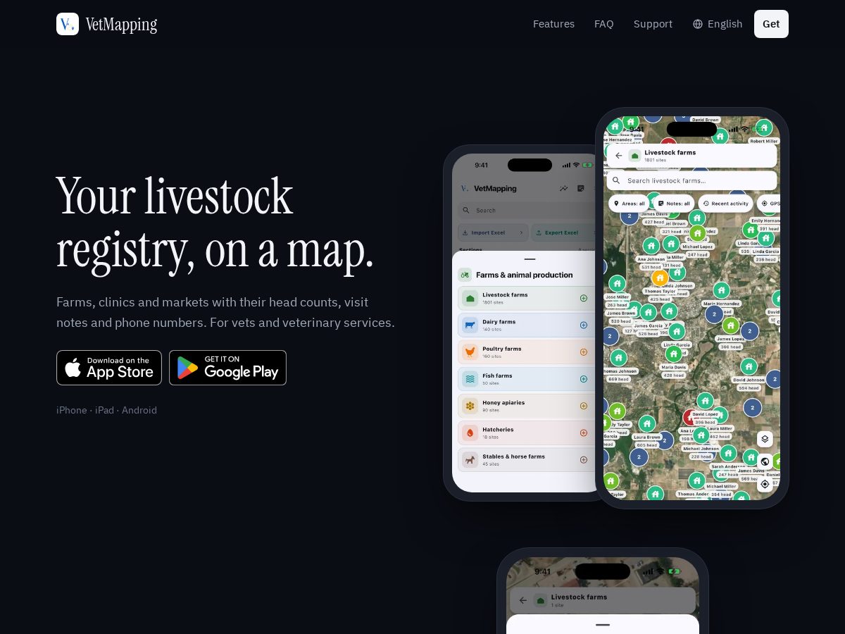 Landing-page snapshot of vetmapping.com