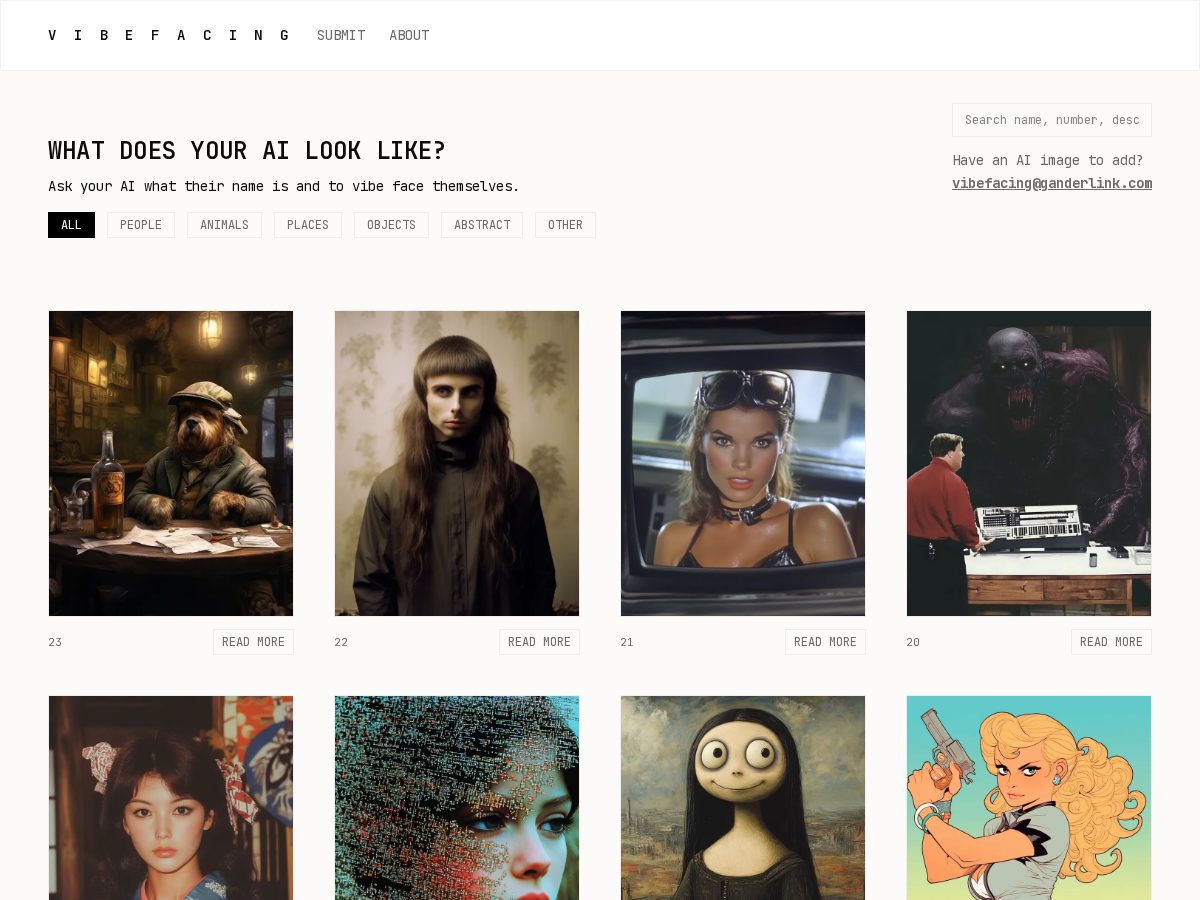 Landing-page snapshot of vibefacing.com
