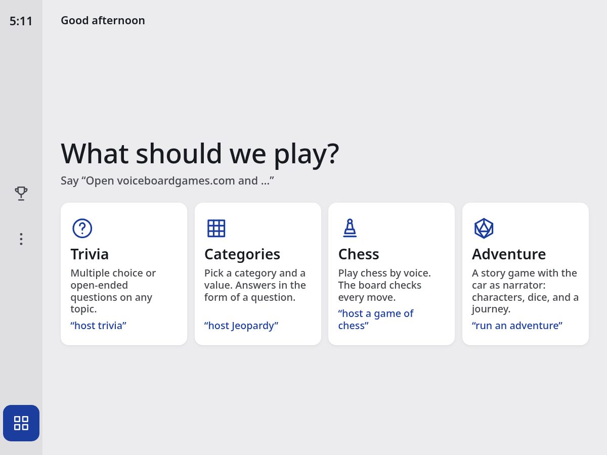 Landing-page snapshot of voiceboardgames.com