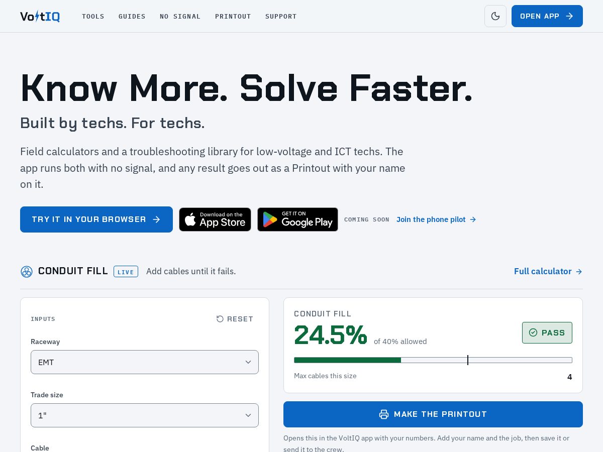 Landing-page snapshot of voltiq.tools