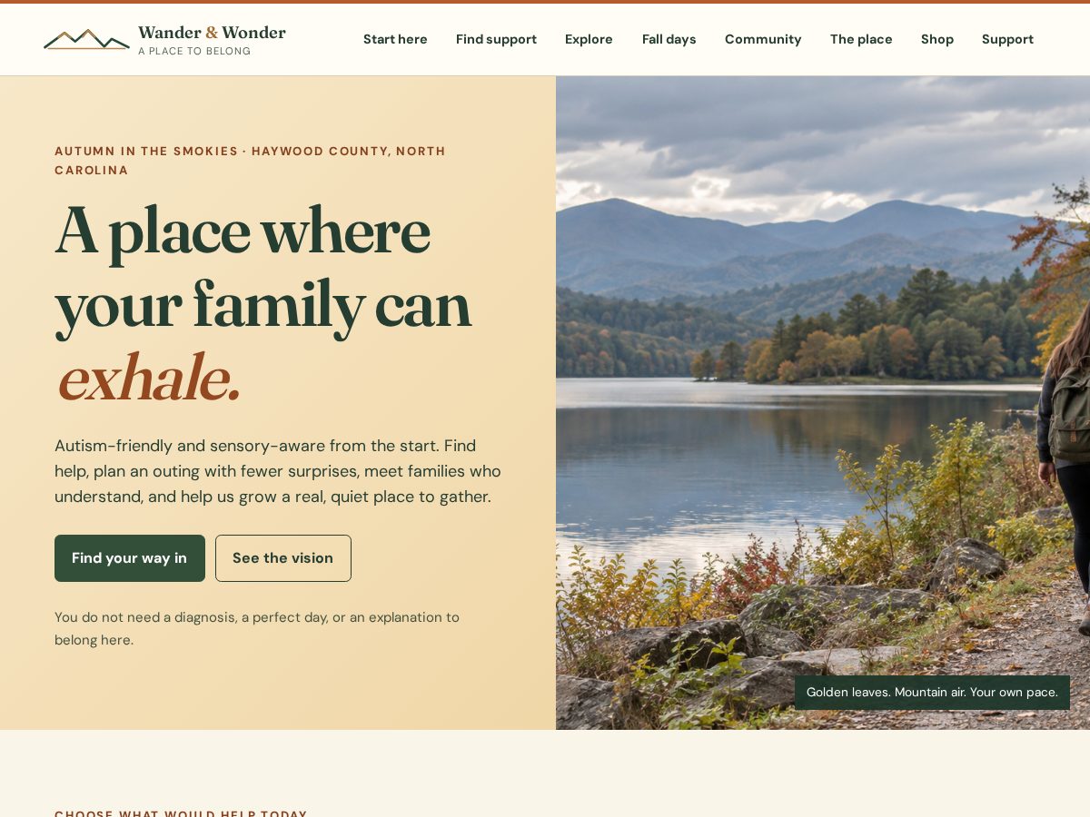 Landing-page snapshot of wanderandwonder.online