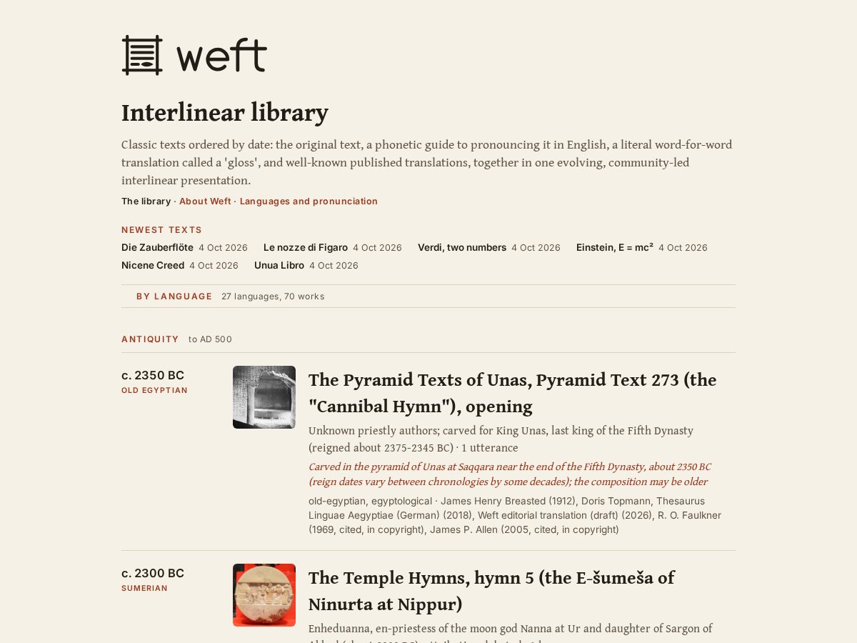 Landing-page snapshot of weftlibrary.org