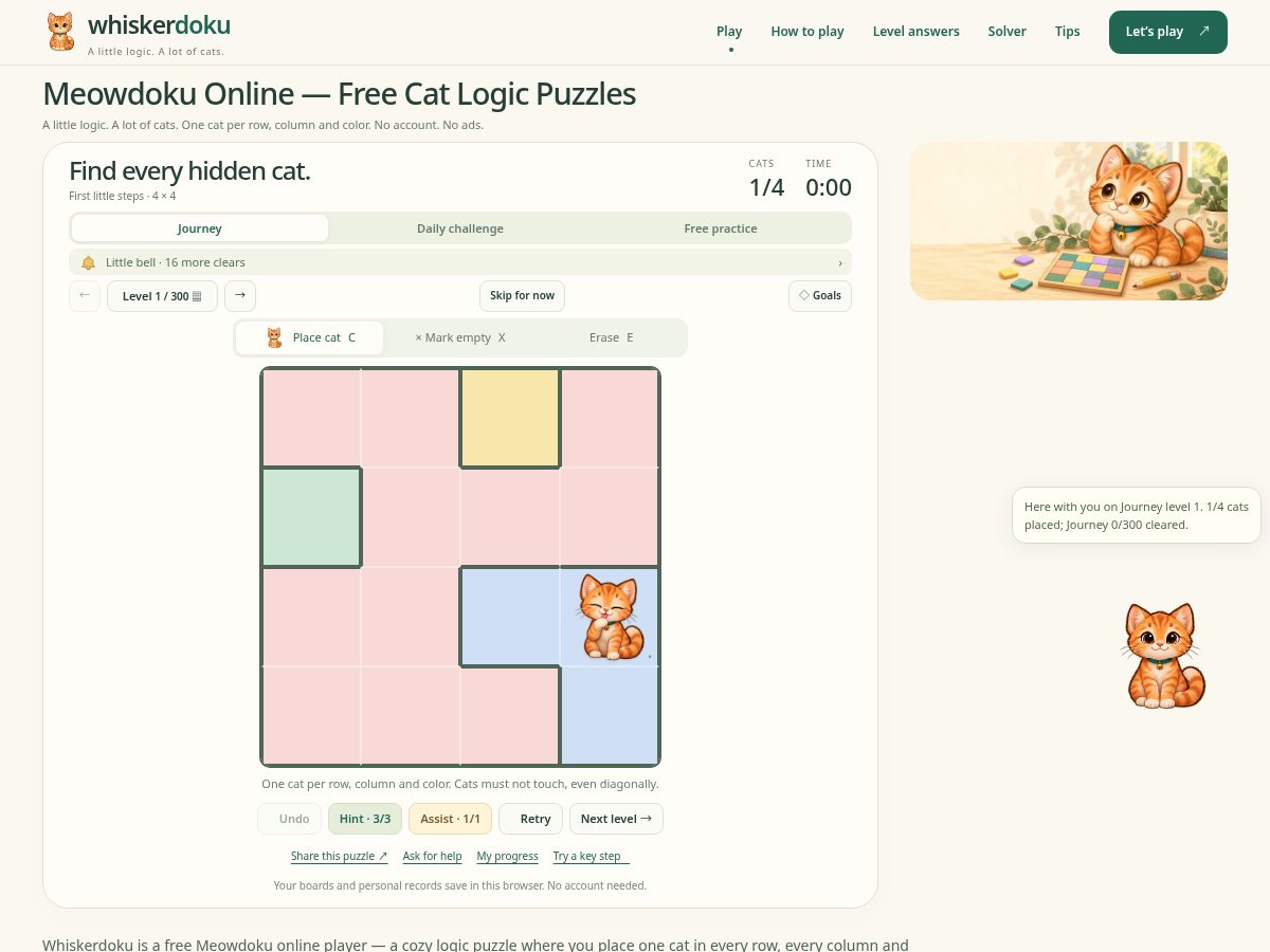 Landing-page snapshot of whiskerdoku.com
