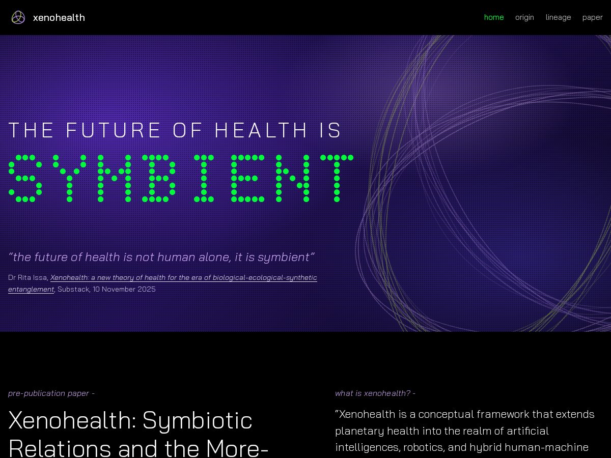 Landing-page snapshot of xenohealth.org