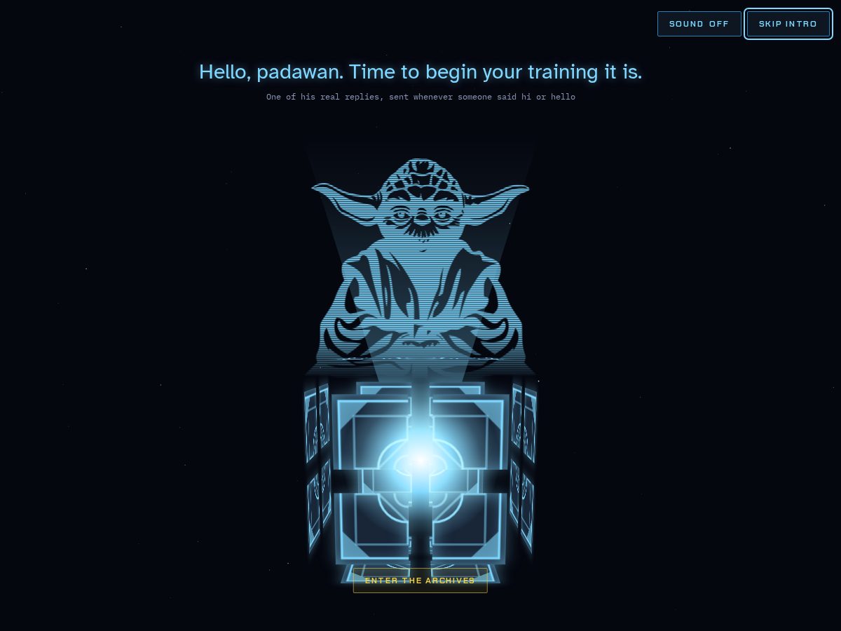 Landing-page snapshot of yodaismholocron.com