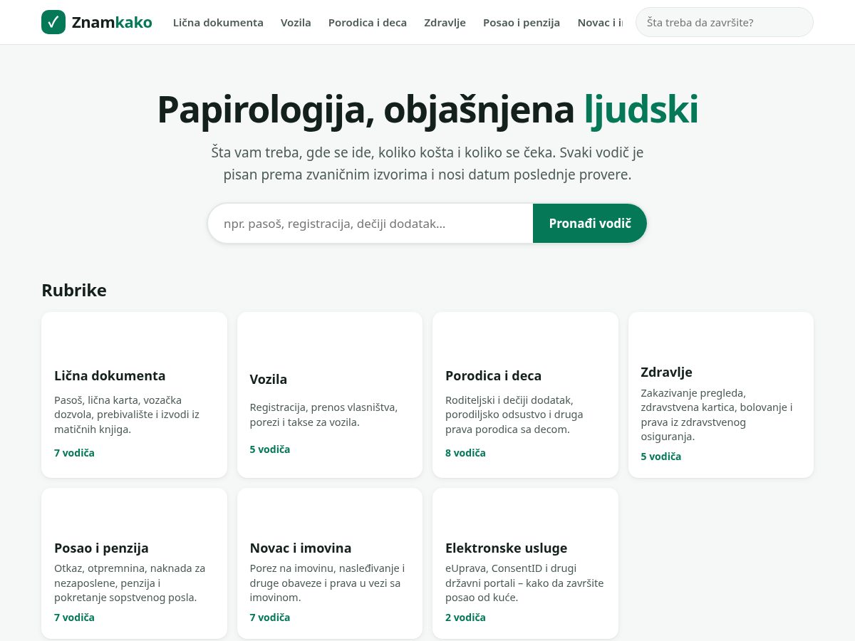 Landing-page snapshot of znamkako.com