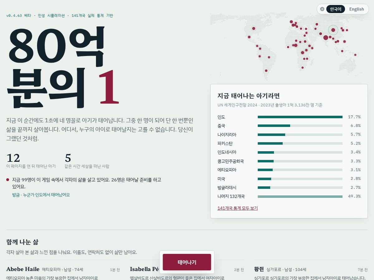 Landing-page snapshot of 1in8b.life
