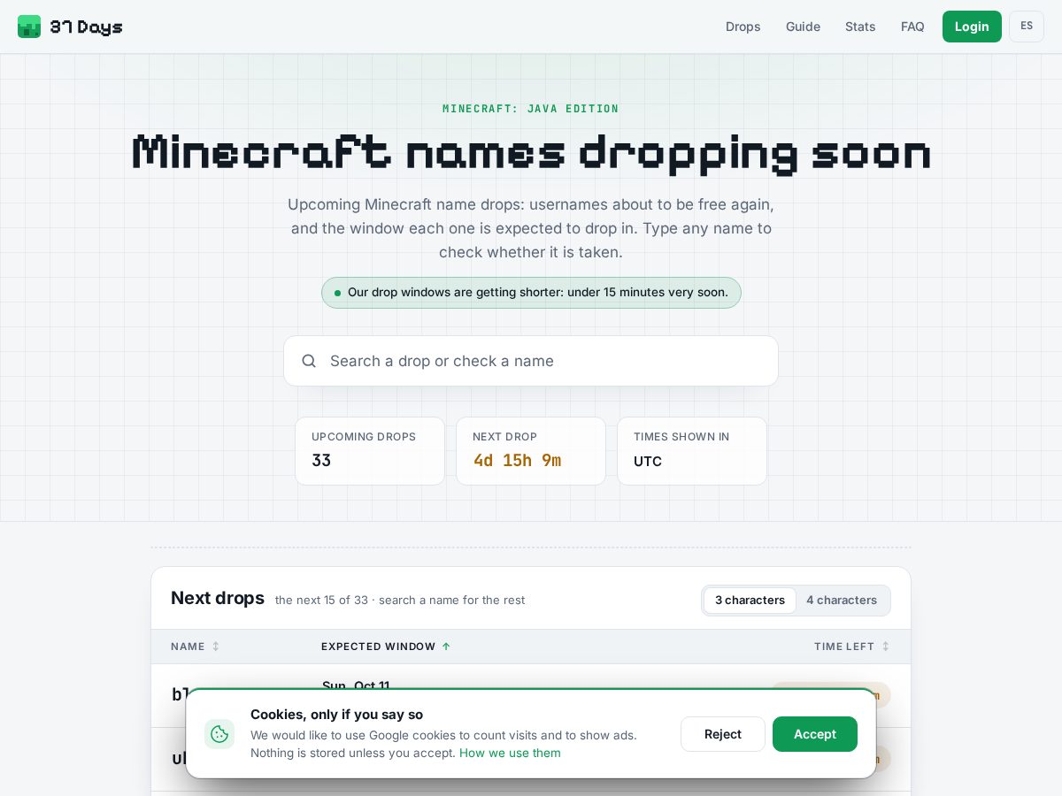 Landing-page snapshot of 37days.net