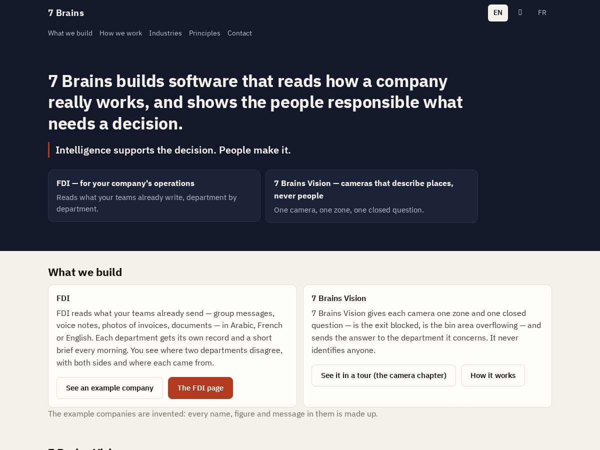Landing-page snapshot of 7-brains.com