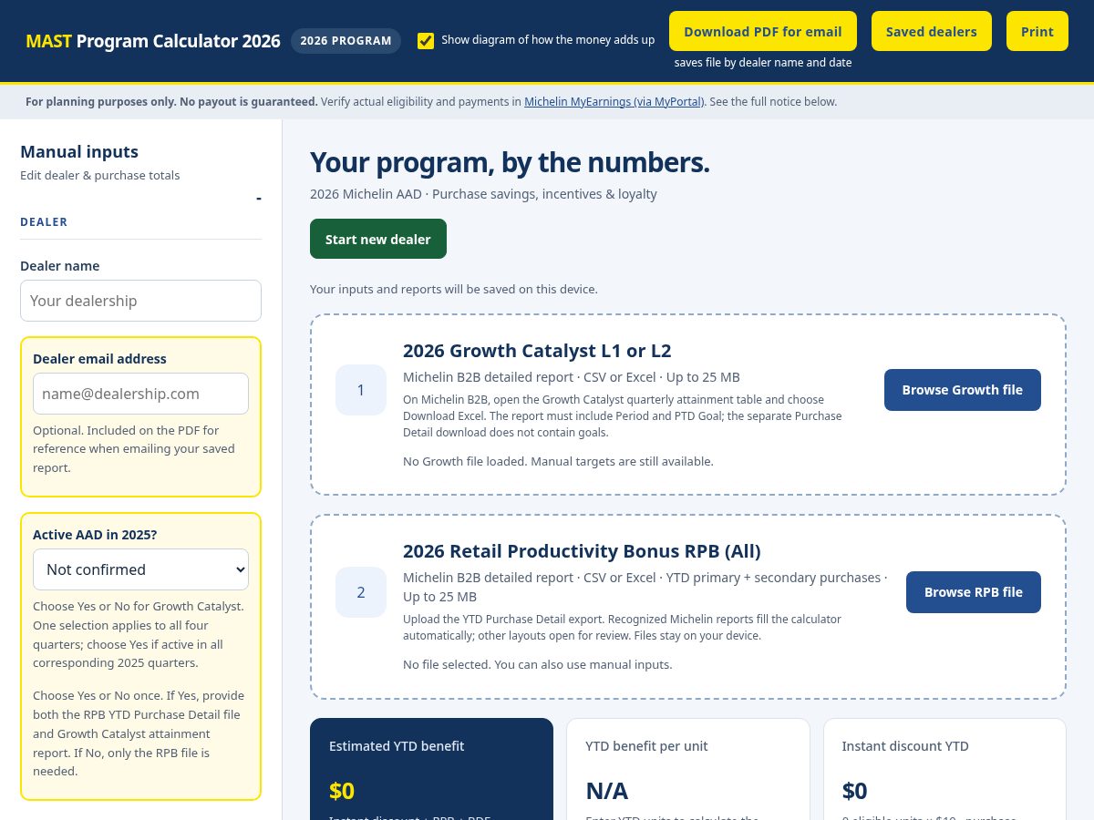 Landing-page snapshot of aaddealercalcbyvito.com