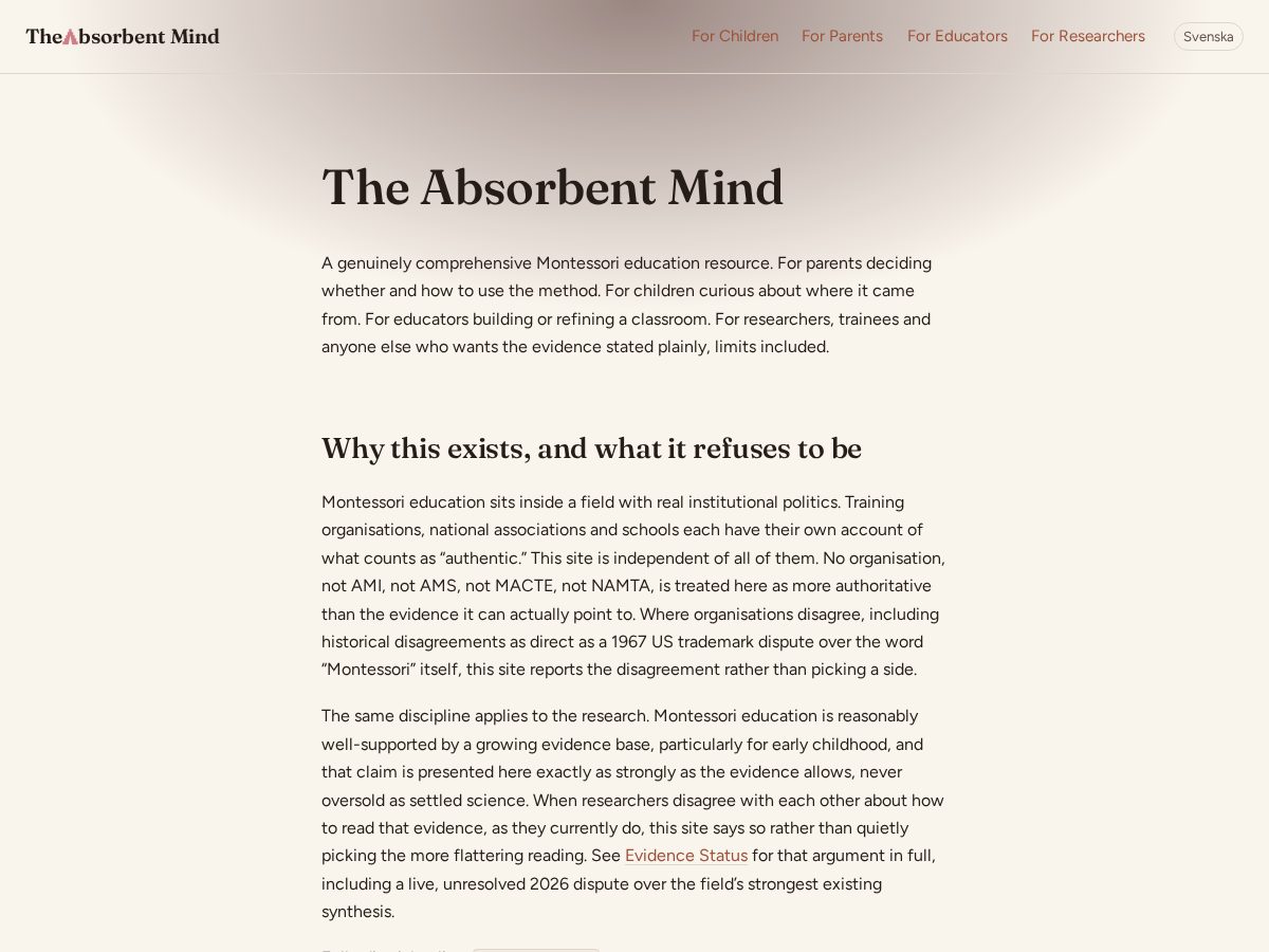 Landing-page snapshot of absorbentmind.org
