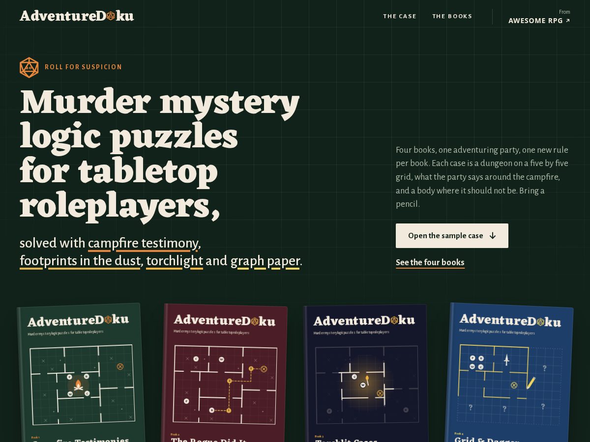 Landing-page snapshot of adventuredoku.com