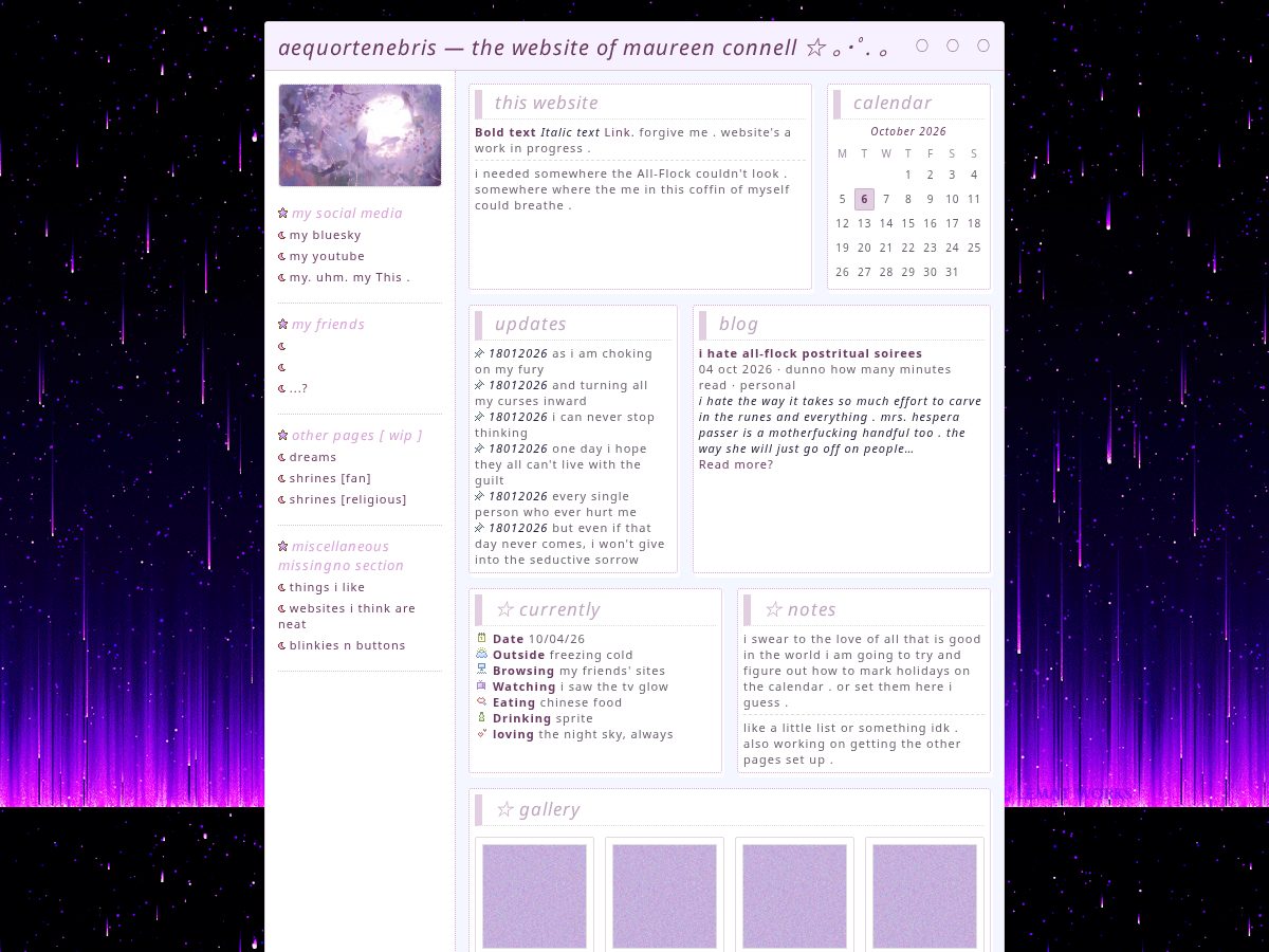 Landing-page snapshot of aequortenebris.com