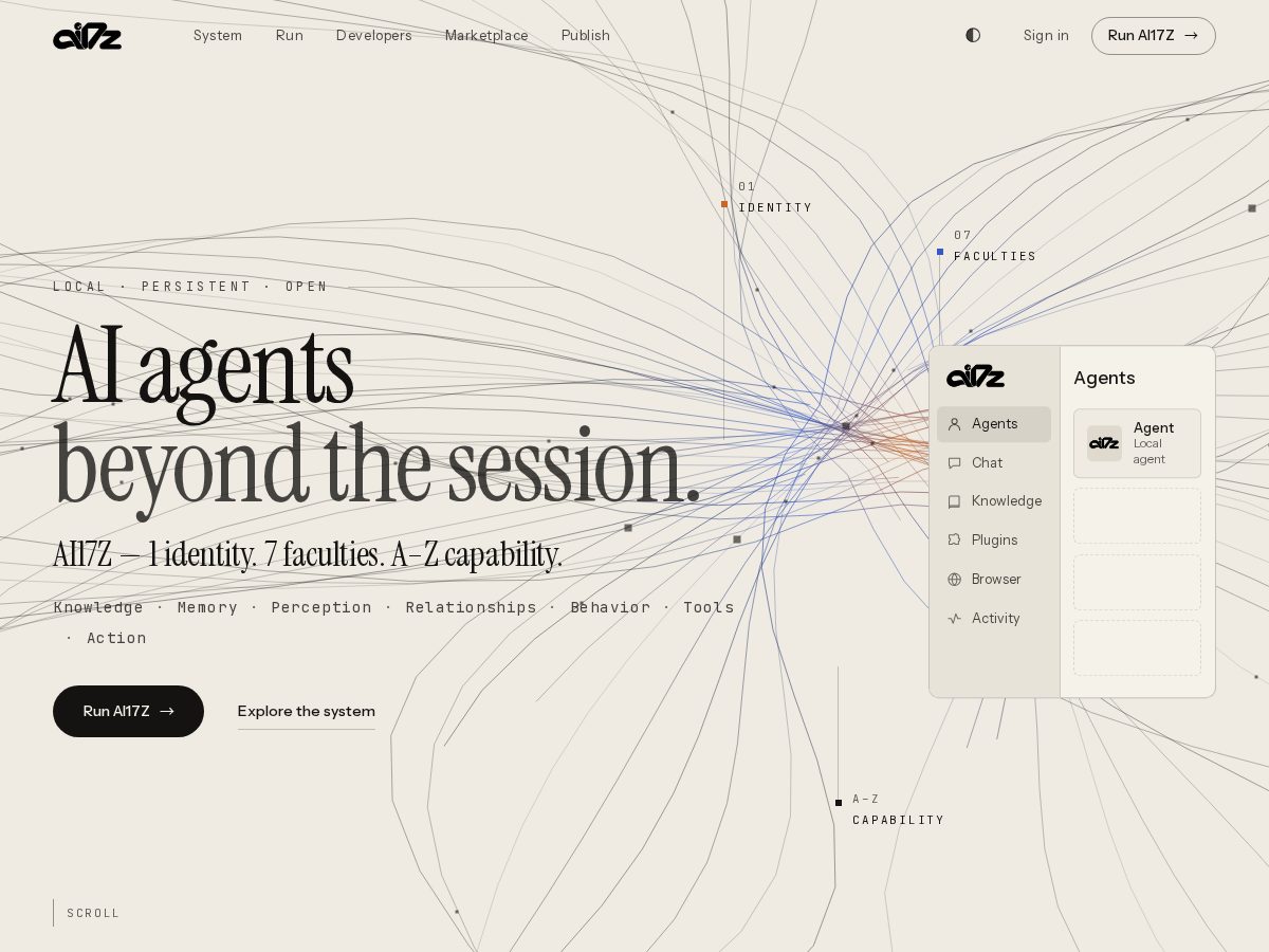 Landing-page snapshot of ai17z.dev