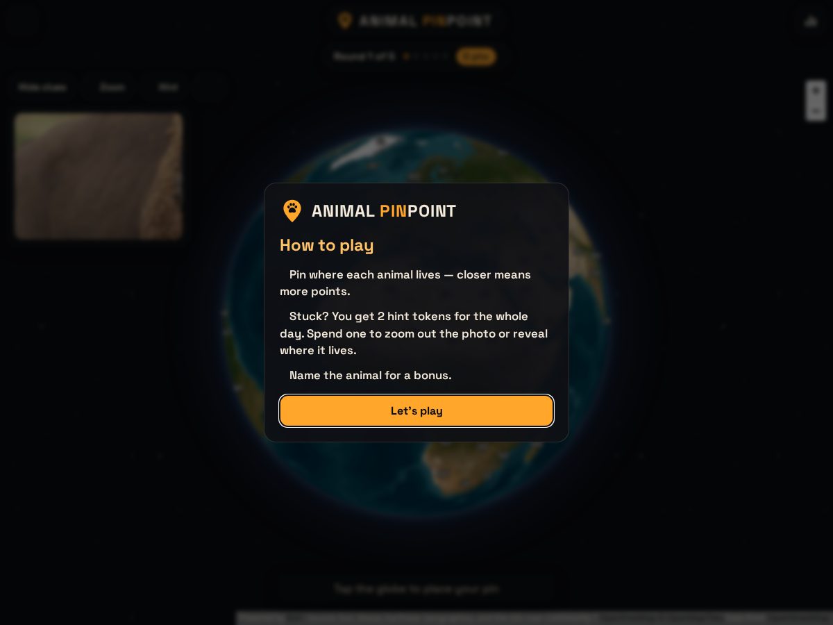 Landing-page snapshot of animalpinpoint.com